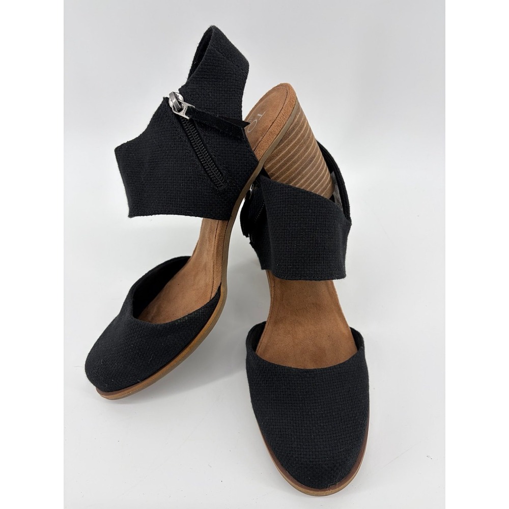 TOMS Majorca Sandal, Black Slingback Side Zip Closed Toe Block Heel, Sz 10 - Picture 3 of 9